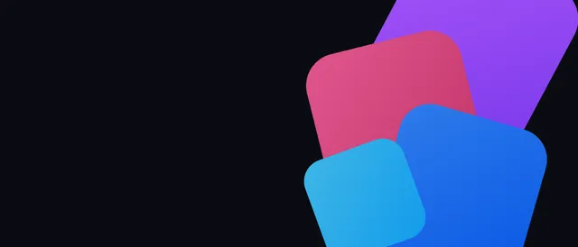 Абстрактная композиция из наложенных цветных фигур на тёмном фоне