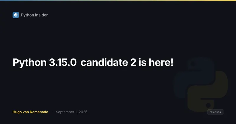 Логотип Python 3.15 с элементами новых функций: frozendict, sentinel и ленивые импорты