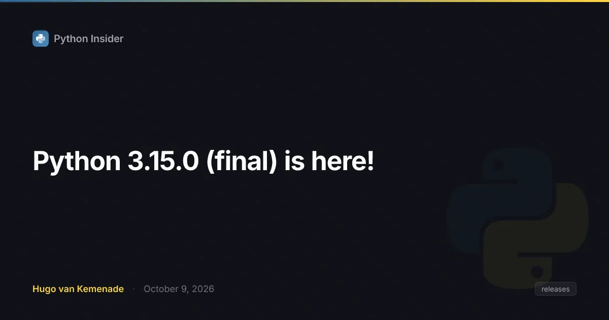 Логотип Python 3.15 на фоне интерпретатора