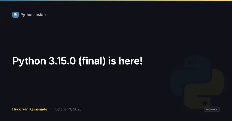 Логотип Python 3.15 на фоне интерпретатора